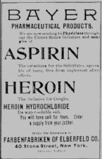 Bayer Heroin Hydrocloride by Farbenfabriken of Elberfeld CO NY ... (Click to enlarge)