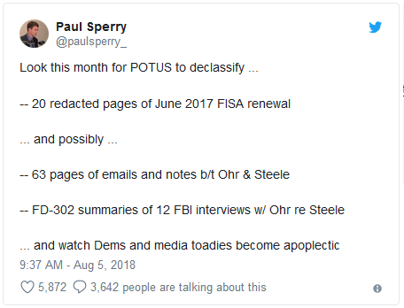 Image: PAUL SPERRY LOOK THIS MONTH FOR POTUS TO DECLASSIFY Image: PAUL SPERRY LOOK THIS MONTH FOR POTUS TO DECLASSIFY
