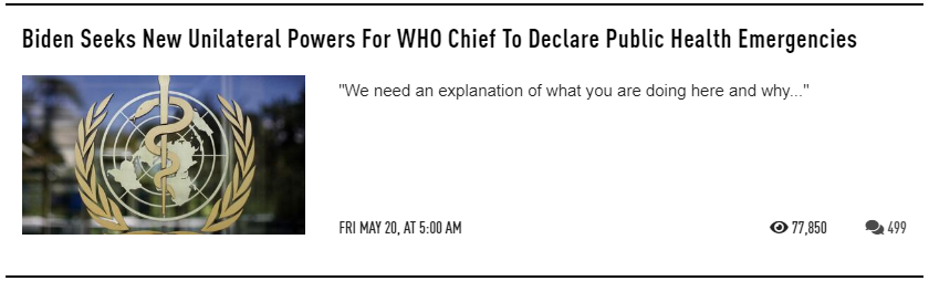 Image: Biden Seeks New Unilateral Powers For WHO Chief To Declare Public Heal Image: Biden Seeks New Unilateral Powers For WHO Chief To Declare Public Heal
